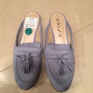 Light blue velvet flats!